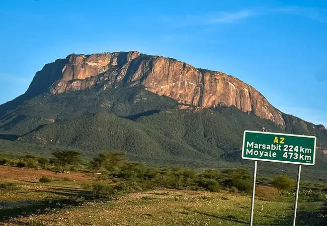 Sacred flat-topped Mount Ololokwe rising above the Samburu plains