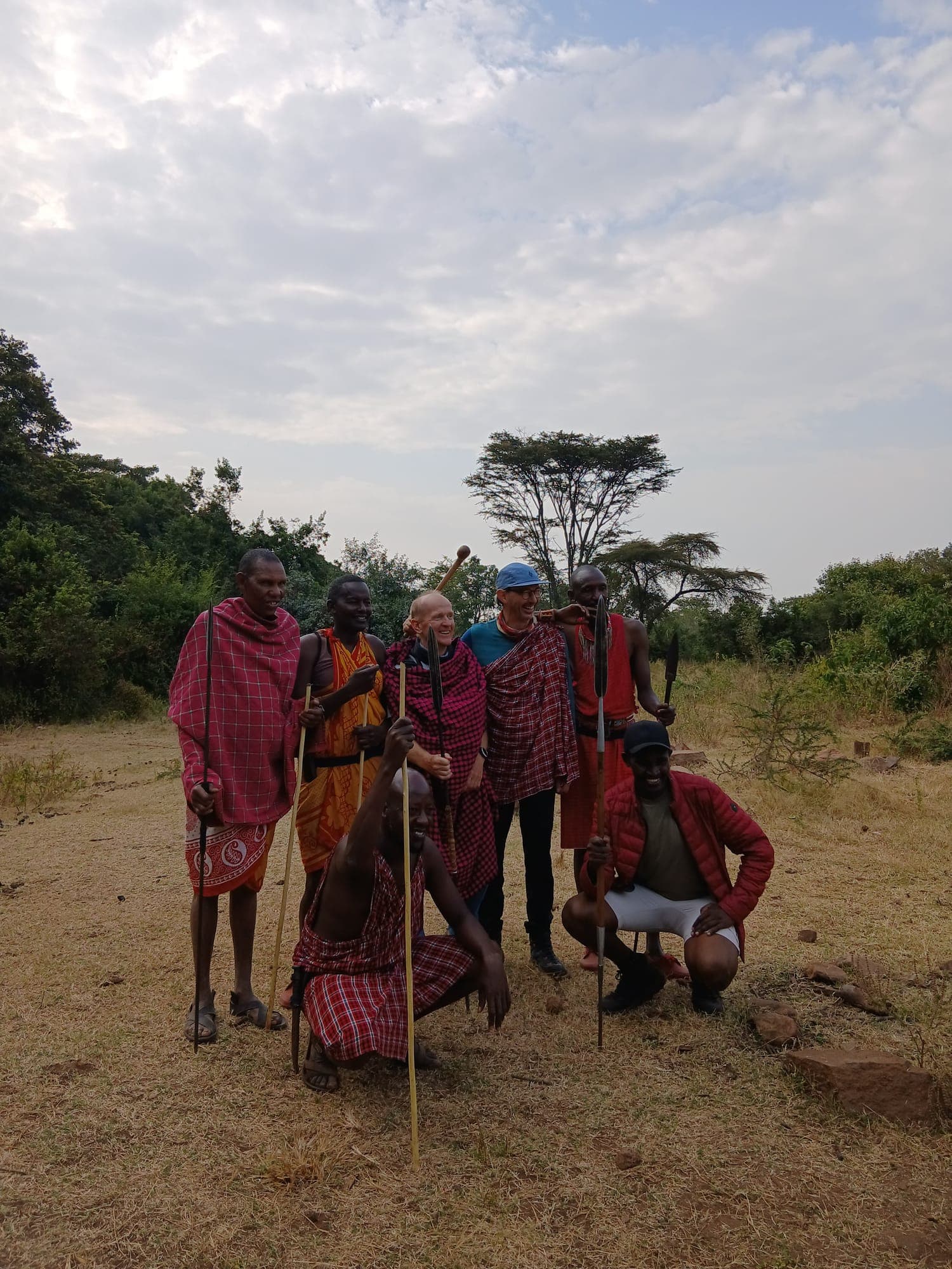 Guests with their Maasai hosts in the Nguruman hills