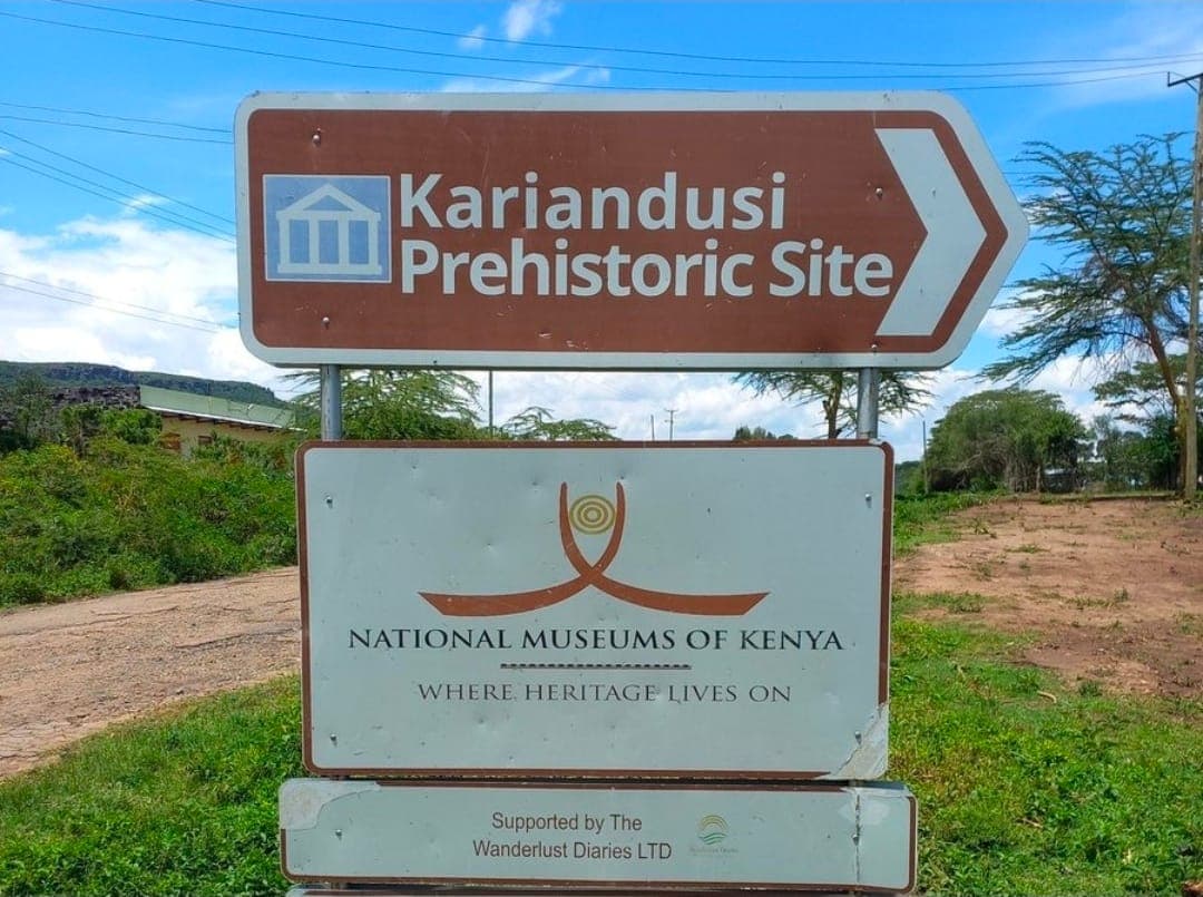 Kariandusi Prehistoric Site sign, National Museums of Kenya